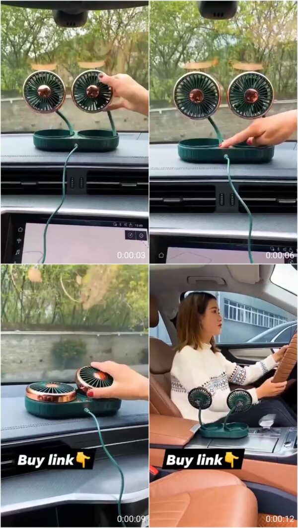 360 Adjustable Dual Head Cooling Air Car Fan with Variable Speed - Image 2