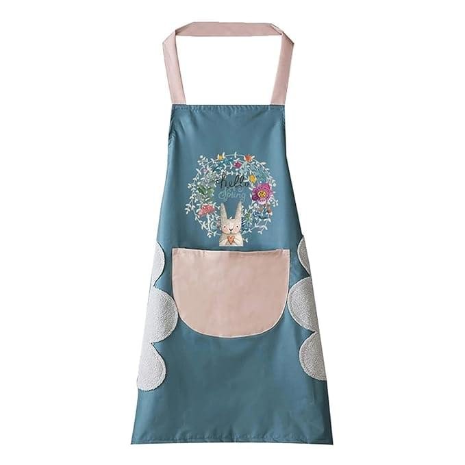 Kitchen Apron with Front Pocket and side Coral Velvet - Image 2