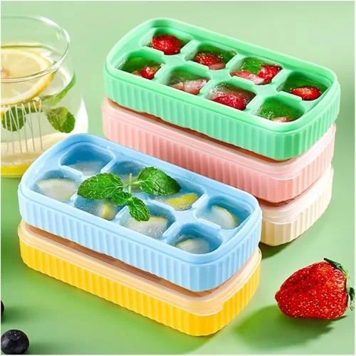 Ice Cube Tray with Lids 2-Inch Large Size Silicone