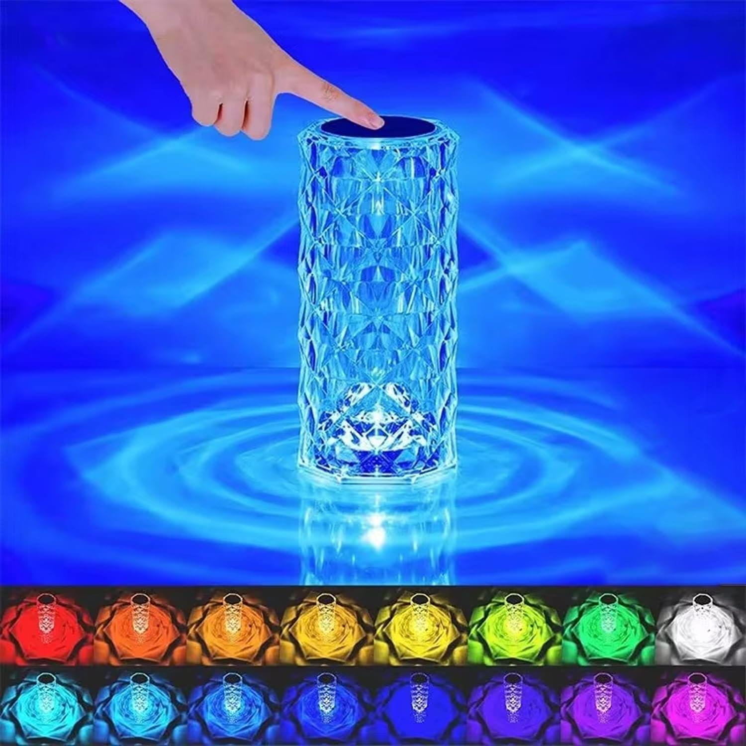 Crystal Rose Diamond LED Desk Lamp 16 Colors Changing